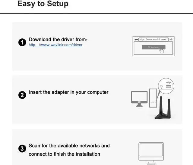 Alt view image 7 of 7 - Wavlink AC1300 Wireless Dual Band USB3.0 Adapter for PC, 1300Mbps WiFi Adapter with 2.4G/400Mbps and 5G/866Mbps, High Gain Dual 3dBi Antennas, MU-MIMO. Magnetic Design Network Card for Desktop, Laptop
