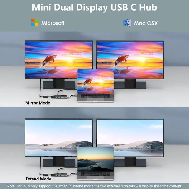 Alt view image 4 of 8 - USB C Hub, USB to HDMI Multiport Hub, Wavlink USB Hub USB Dongle Adapter, 7 in 1 with 4K HDMI Output, 2K 60Hz VGA Port, 2 USB 3.0 Ports SD/Micro SD Card Reader 87W PD, Compatible with MacBook Pro Air