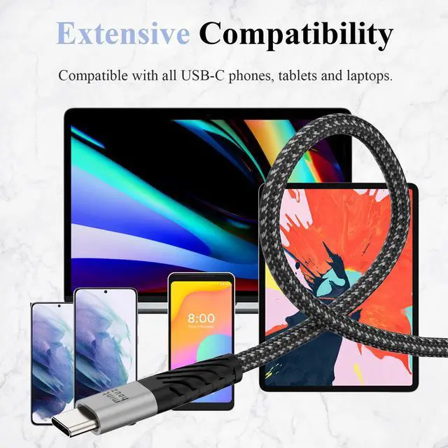 Alt view image 6 of 7 - USB-C to USB-C 3A/60W Fast Charging Cable, MINTHOUZ [1-Pack 3ft] Type C Charger Cord, Compatible with Google Pixel 2/2 XL, MacBook Pro, MacBook Air, iPad Pro, Nintendo Switch, Samsung S21/ S21+/ S21