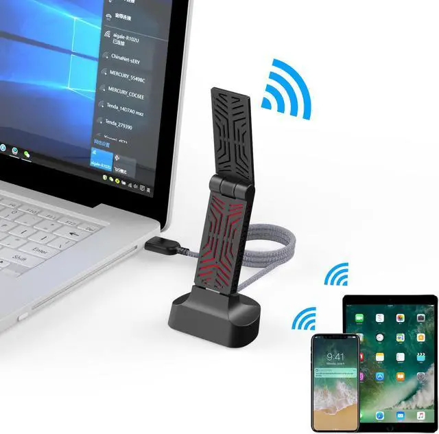 Alt view image 7 of 7 - USB 3.0 WiFi Adapter AC1900Mbps, USB Wireless Network Adapter 3dBi Antennas Wi-Fi Dongle for Laptop Desktop PC Compatible with Windows 10/7/8/8.1/XP Mac OS X 10.6-10.15.4