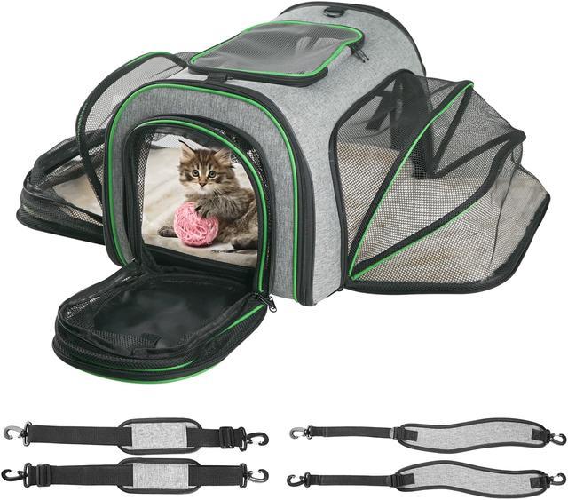 Minthouz Cat Carrier, Four-side Expandable Pet Carrier Airline Approved Dog  Carrier with Safty Leash and Shoulder Strap, Collapsible Puppy Carrier with  Self-lock Zipper,Removable Fleece Pad and Pocket 