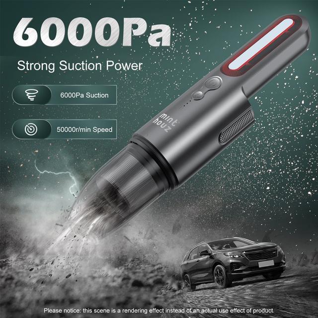 Alt view image 4 of 7 - Minthouz Portable Cordless Handheld Vacuum Cleaner, Strong Suction Car Vacuum Cordless Rechargeable Dust Buster, Mini Hand Held Vacuum Cleaner with LED, Hand Vacuum for Car, Home & Pet Hair - USB C