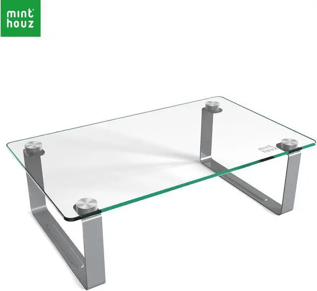 Main image of Minthouz Monitor Stand Riser, 15.7 x 9.4 in., Up to 44LBS, Clear Tempered Glass Computer Monitor Riser for Flat Screen LCD LED TV, Laptop/Notebook/Xbox One