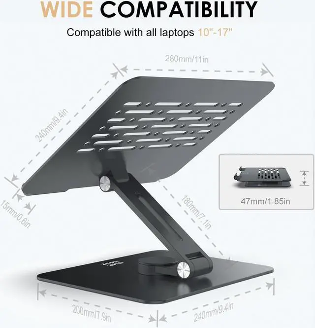 Minthouz 360 Rotating Laptop Stand for Desk Adjustable Height Swivel ...