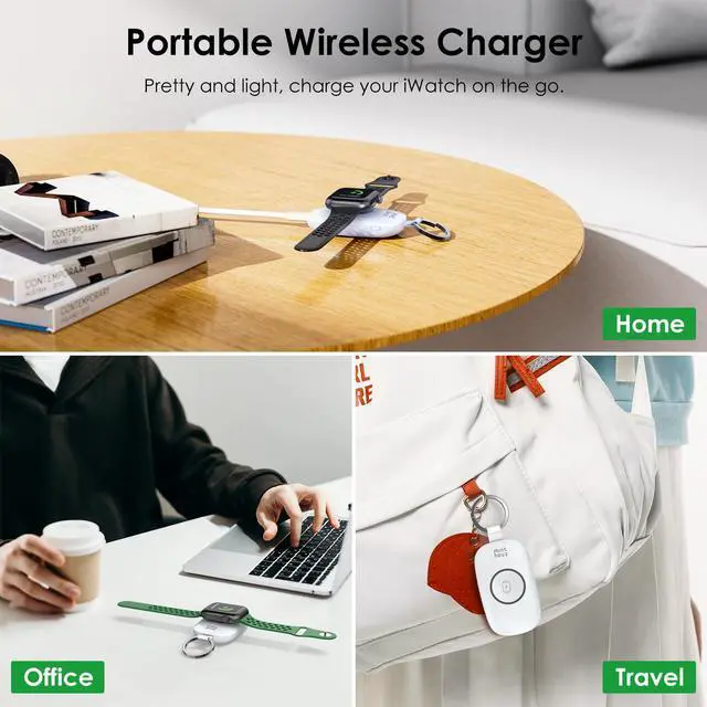 Alt view image 3 of 7 - Minthouz Upgraded Portable Watch Charger for Apple Watch, 1000mAh Travel Watch Charger with Keychain, Designed for iWatch S2/3/4/5/6/7/8/SE/SE2/Ultra, Magnetic Fast Charging, 4-Gear Light Ring