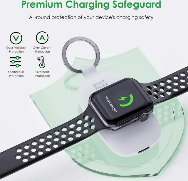 Alt view image 4 of 7 - Minthouz Upgraded Portable Watch Charger for Apple Watch, 1000mAh Travel Watch Charger with Keychain, Designed for iWatch S2/3/4/5/6/7/8/SE/SE2/Ultra, Magnetic Fast Charging, 4-Gear Light Ring