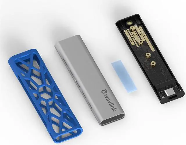 Alt view image 3 of 7 - Wavlink Aluminum M.2 NVMe SSD Enclosure, USB 3.1 Gen 2 (10 Gbps) to NVMe PCI-E M.2 SSD Case Support UASP for NVMe SSD Size 2230/2242/2260/2280 (up to 2TB) with Type-C OTG converter