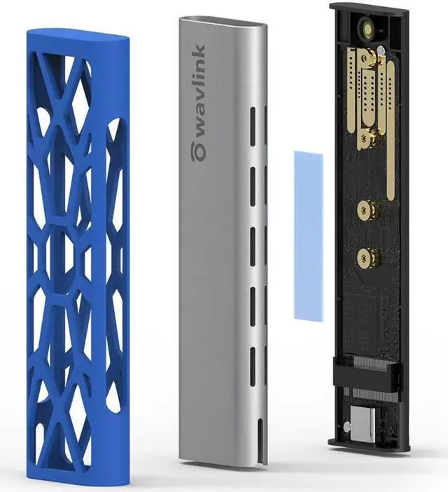 Alt view image 4 of 7 - Wavlink Aluminum M.2 NVMe SSD Enclosure, USB 3.1 Gen 2 (10 Gbps) to NVMe PCI-E M.2 SSD Case Support UASP for NVMe SSD Size 2230/2242/2260/2280 (up to 2TB) with Type-C OTG converter