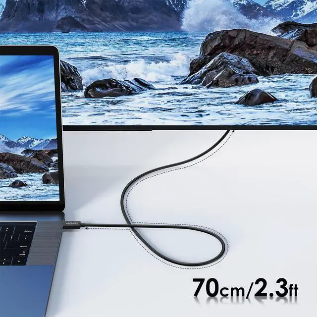 Alt view image 7 of 7 - WAVLINK Thunderbolt 4 Cable 40Gbps Data Transfer,2.3ft USB-C Video Cable,Supports Single 8K/Dual 4K Display&240W Charging for iphone 15/15 Pro/15 Pro Max,MacBook Pro/Air,iPad,Dock,External SSDs,eGPU