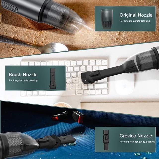 Alt view image 7 of 7 - Minthouz Portable Cordless Handheld Vacuum Cleaner, Strong Suction Car Vacuum Cordless Rechargeable Dust Buster, Mini Hand Held Vacuum Cleaner with LED, Hand Vacuum for Car, Home & Pet Hair - USB C