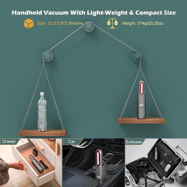 Alt view image 8 of 7 - Minthouz Portable Cordless Handheld Vacuum Cleaner, Strong Suction Car Vacuum Cordless Rechargeable Dust Buster, Mini Hand Held Vacuum Cleaner with LED, Hand Vacuum for Car, Home & Pet Hair - USB C