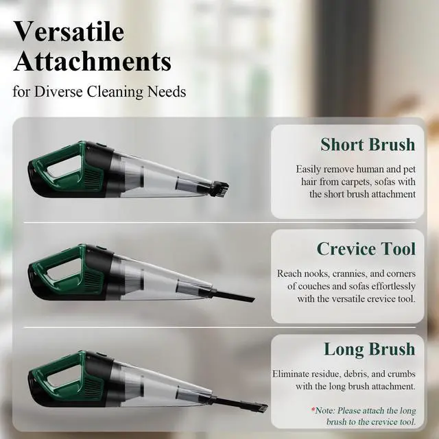 Alt view image 6 of 7 - Minthouz Cordless Handheld Vacuum Cleaner - 9000Pa Strong Suction with 120W Motor, Portable Hand Vacuum with 20-30 Mins Runtime, 2-in-1 Charging Dock, LED Light for Car, Home & Office Cleaning