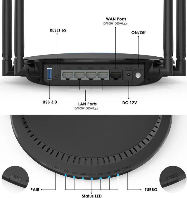 Alt view image 2 of 7 - WAVLINK AX1800 WiFi 6 Router- Dual Band 2.4GHz 574Mbps + 5GHz 1201Mbps Gigabit Wireless Internet Router, Supports 802.11ax/ac/a/n/g/b standards, 880MHZ Dual Core CPU, Up to 1500 Square Feet Coverage &