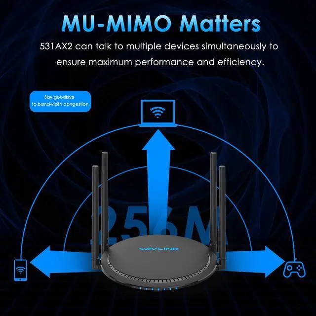 Alt view image 5 of 7 - WAVLINK AX1800 WiFi 6 Router- Dual Band 2.4GHz 574Mbps + 5GHz 1201Mbps Gigabit Wireless Internet Router, Supports 802.11ax/ac/a/n/g/b standards, 880MHZ Dual Core CPU, Up to 1500 Square Feet Coverage &
