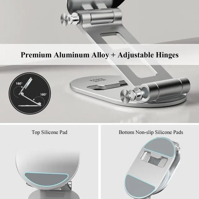 Alt view image 5 of 7 - Minthouz Magnetic Wireless Charger, Foldable MagSafe Charging Stand, Adjustable Aluminum Phone Holder with 20W USB-C Fast Charger Included, for iPhone 16 15 14 13 12 Pro/Max/Plus, AirPods 3/Pro 2/Pro