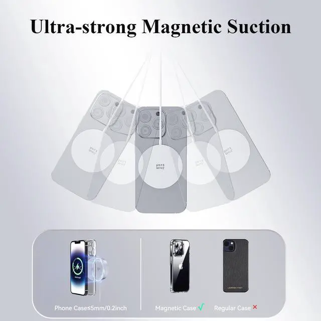 Alt view image 5 of 7 - Minthouz Qi2 Certified 15W Wireless Charger, Magnetic Charging Pad for iPhone 16/15/14/13/12 Series, Airpods 2/3/Pro and More Qi-Enabled Devices, with 20W Power Adapter