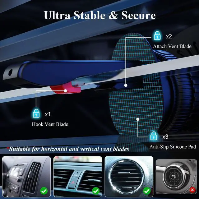 Alt view image 6 of 7 - Minthouz Magnetic Wireless Car Charger, Magnetic Phone Holder for Car, with Max. 15W Fast Charging, Compatible with iPhone 16/15/14/13/12 Series and Other Qi-Certified Phones with a MagSafe Case