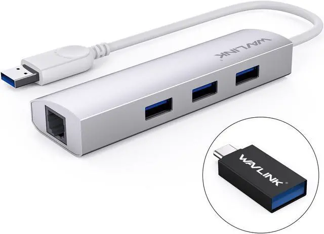 Main image of USB 3.0 3 Ports Hub with Gigabit Ethernet Adapter, Unibody Aluminum Alloy Body Slim and Sandblasted Surface Supports for Windows Mac OS