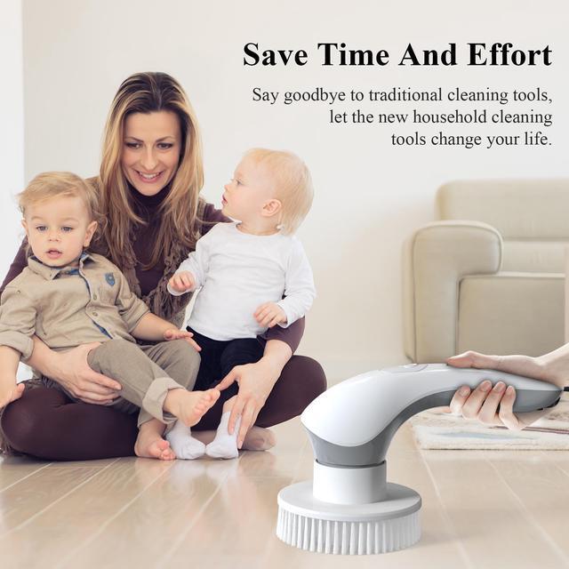 Alt view image 6 of 6 - Minthouz Electric Spin Scrubber, Cordless Electric Cleaning Brush with 6 Replaceable Brush Heads & 2 Adjustable Speeds, IP67 Waterproof Shower Scrubber, for Tub Tile Floor Kitchen Bathroom