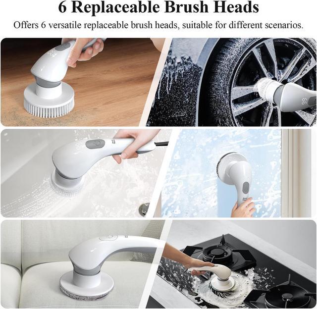 Alt view image 3 of 6 - Minthouz Electric Spin Scrubber, Cordless Electric Cleaning Brush with 6 Replaceable Brush Heads & 2 Adjustable Speeds, IP67 Waterproof Shower Scrubber, for Tub Tile Floor Kitchen Bathroom