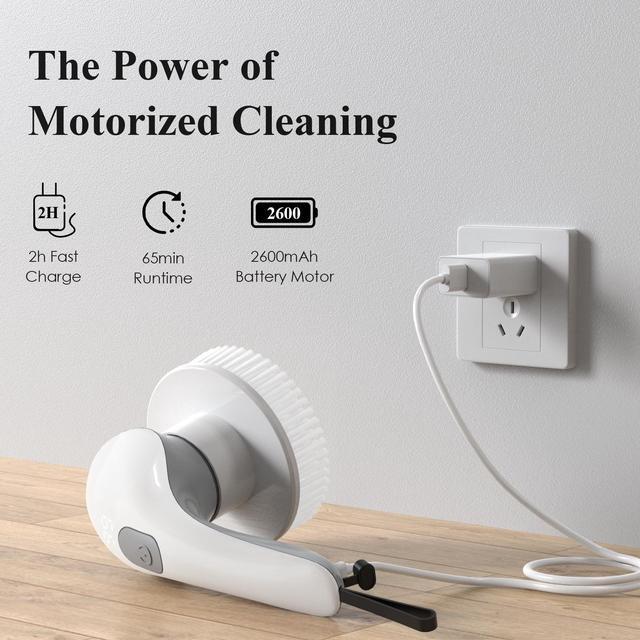 Alt view image 5 of 6 - Minthouz Electric Spin Scrubber, Cordless Electric Cleaning Brush with 6 Replaceable Brush Heads & 2 Adjustable Speeds, IP67 Waterproof Shower Scrubber, for Tub Tile Floor Kitchen Bathroom
