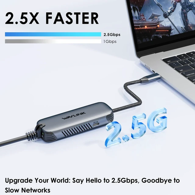 Alt view image 4 of 6 - WAVLINK USB-C to Ethernet Adapter, 2.5 Gbps RJ45 Plug and Play Network Adapter, Wired Internet Adapter with PD 95W for iphone, Laptops, PC, MacBook, Compatible with Windows/Mac OS/iOS/Linux/Chrome OS