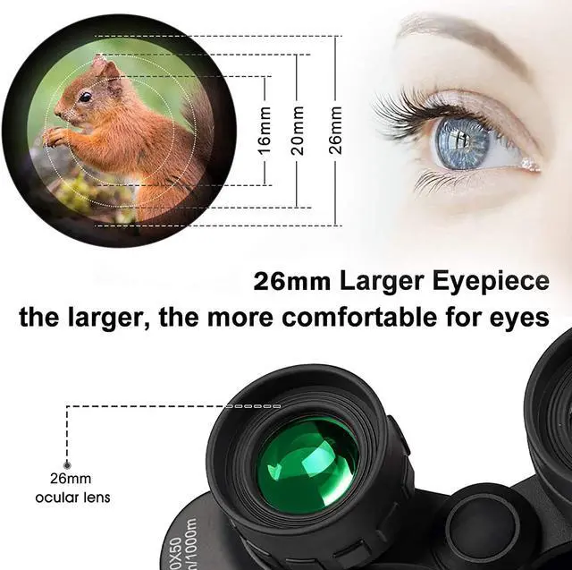 Alt view image 3 of 6 - 20x50 Binoculars for Adults High Powered, Military Compact HD Professional/Daily Waterproof Binoculars Telescope for Bird Watching Travel Hunting Football Games Stargazing with Carrying Case and Strap