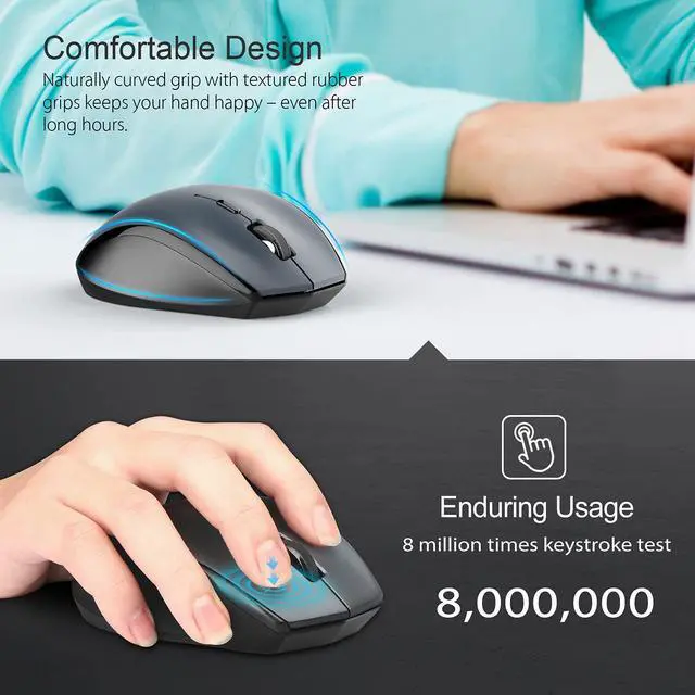 Alt view image 3 of 7 - Wireless Mouse for Laptop 2.4G Wireless Computer Mouse with 3200 Adjustable DPI 30 Months Battery Ergonomic Grips 6 Buttons Cordless Mouse Portable Optical USB Mouse for PC Laptop Mac
