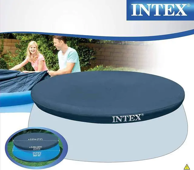 Alt view image 10 of 11 - Intex 7.3 Ft Above Ground Swimming Pool Vinyl Round Cover Tarp, No Pool Included