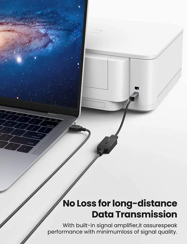 Alt view image 4 of 6 - UGREEN USB Extension Cable, USB 2.0 Active Repeater USB Male to Female Lead With Signal Amplification Active Cord for Printers, Keyboards,Game Console,Loudspeaker,Wifi Antenna,Scanner,Headsets (5M)