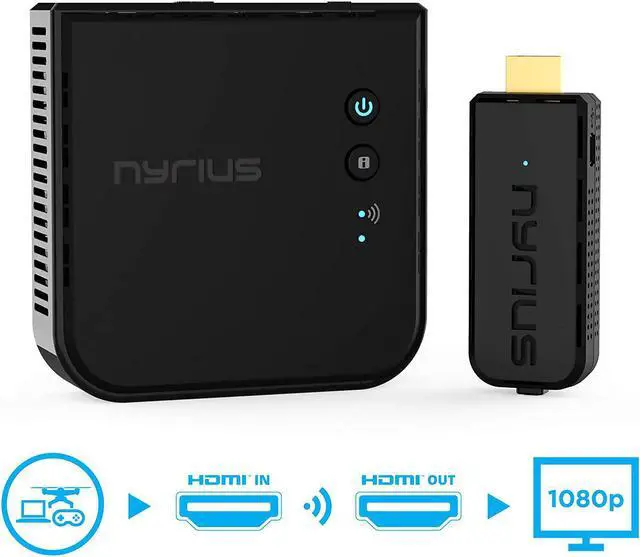 Alt view image 9 of 11 - Nyrius ARIES Prime Wireless Video HDMI Transmitter & Receiver for Streaming HD 1080p 3D Video & Digital Audio from Laptop, PC, Cable, Netflix, YouTube, PS to HDTV/Projector (NPCS549)