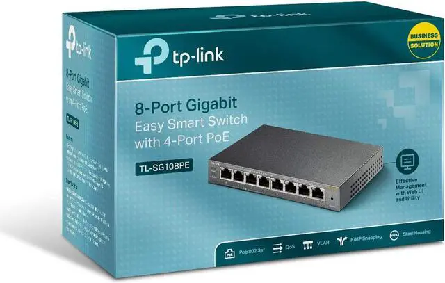Alt view image 4 of 6 - TP-LINK (TL-SG108PE) 8-Port Gigabit POE Easy Smart Switch, 4-Port POE, Steel Case
