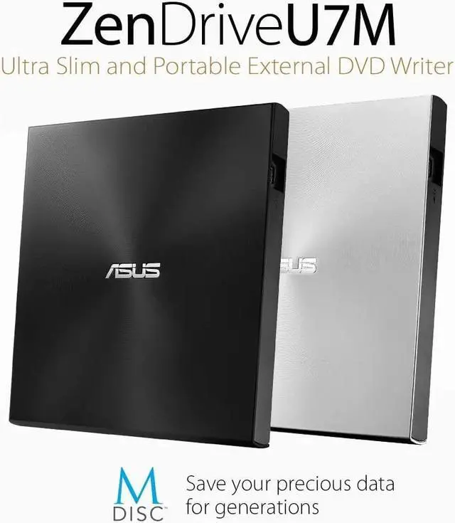 Alt view image 3 of 15 - ASUS ZenDrive U7M SDRW-08U7M-U - Disk drive - DVD?RW (?R DL) / DVD-RAM - 8x/8x/5x - USB 2.0 - external - black