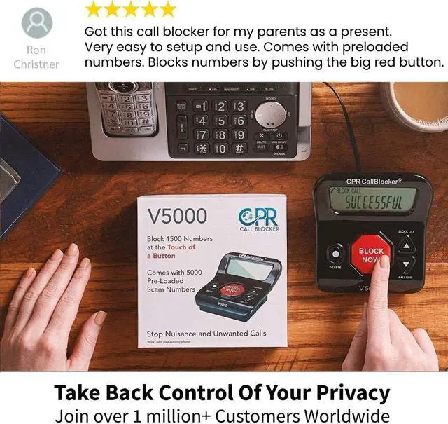 Alt view image 14 of 14 - CPR V5000 Landline Call Blocker, Block 5000 Known and 1500 Additional Scam Robocall. Block All Robocalls, Political Calls, Private Calls at a Touch of a Button