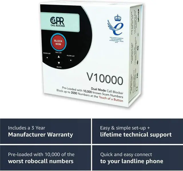 Alt view image 14 of 15 - cpr call blocker v10000  preprogrammed with 10000 scam numbers plus the ability to block a further 2000 numbers at the touch of a button. caller id service is required