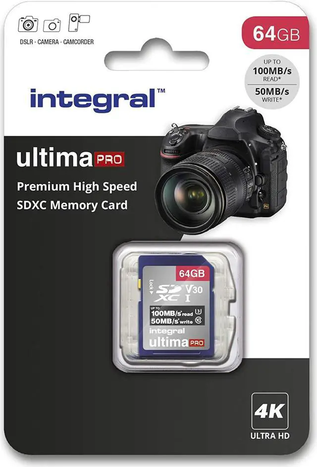Alt view image 4 of 9 - 64GB Integral Ultima Pro SDXC 100MB/s CL10 UHS-1 U3 V30 Memory Card