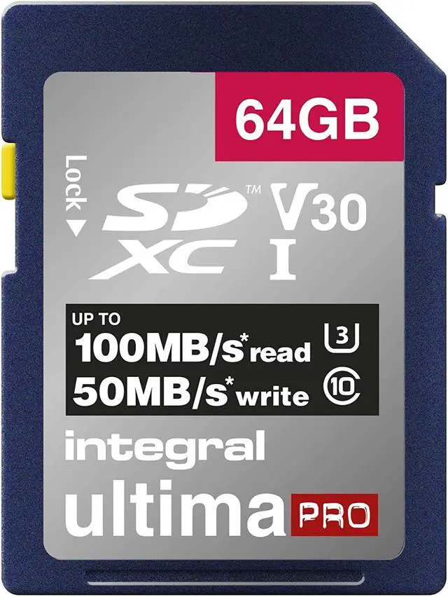 Alt view image 5 of 9 - 64GB Integral Ultima Pro SDXC 100MB/s CL10 UHS-1 U3 V30 Memory Card