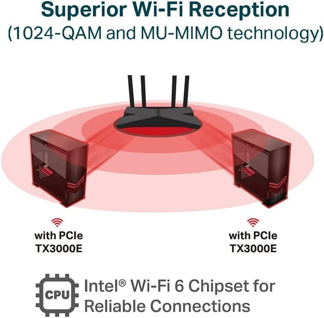 Alt view image 2 of 5 - TP-LINK Archer TX3000E AX3000 Wi-Fi 6 Bluetooth 5.0 PCI Express Adapter with Two Antennas, Intel AX200, PCIe Network Interface Card for Desktop, Low-Profile Bracket Included