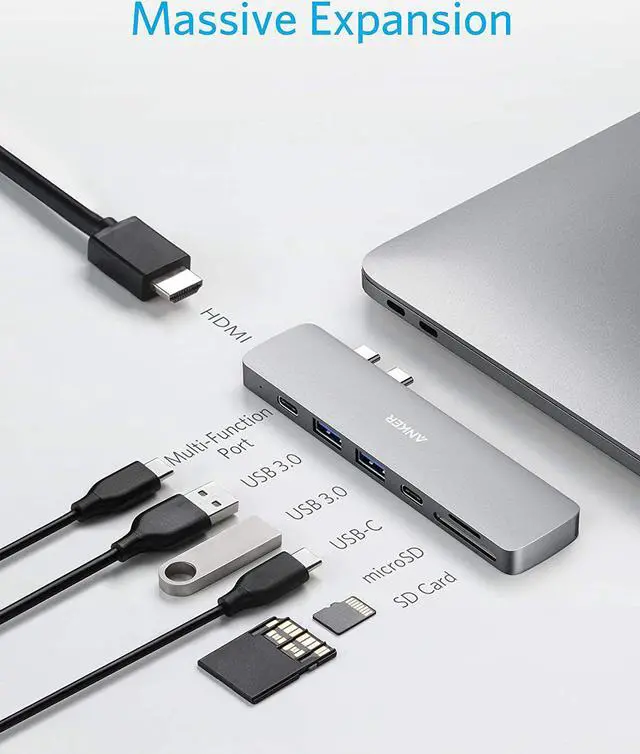 Alt view image 16 of 17 - Anker USB C Hub for MacBook, PowerExpand Direct 7-in-2 USB C Adapter, with Thunderbolt 3 USB C Port (100W Power Delivery), 4K HDMI Port, USB C and USB A 3.0 Data Ports, SD and microSD Card Reader