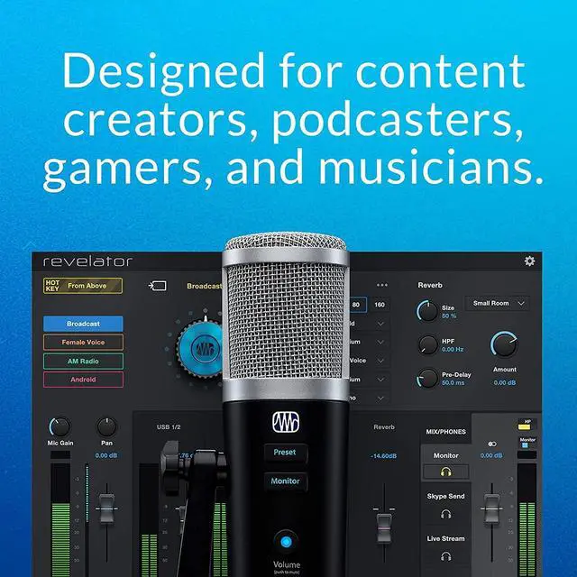 Alt view image 15 of 20 - PreSonus Revelator USB Mic with Studio Live Vocal Processing