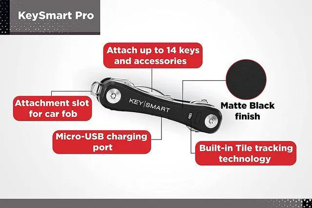 Alt view image 13 of 20 - Keysmart Pro Smart Key Organizer with Tile Location Tracking - Black