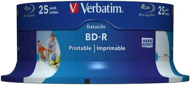 Alt view image 3 of 4 - Verbatim Datalife 25GB 6X BD-R SL Wide Inkjet Printable 25 Packs Spindle Disc Model 43811