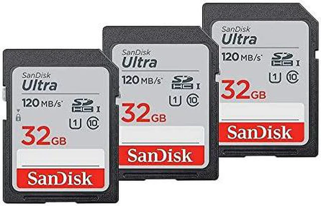 Main image of SanDisk Ultra 32GB SDHC Memory Card, Up to 120 MB/s, Class 10, UHS-I, V10, 3 packs