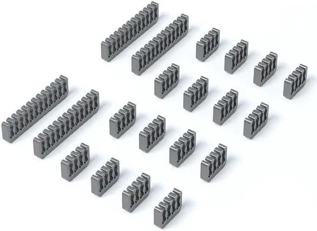 Main image of Hipesen 20 Pieces Set = 24-pin x 4, 8-pin x 16, Cable Comb for 3 mm Cable, Can sleeve Up To 3.4 mm/0.13inch  (Gun Metal Gray)