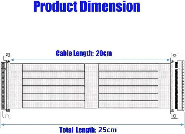 Alt view image 2 of 7 - Hipesen High Speed PCI Express Riser Card PCI-E 3.0 x 16 Riser Card Extender Ribbon Flexible Extension Cable 90 Degree for Computer Graphic Cards (20CM)