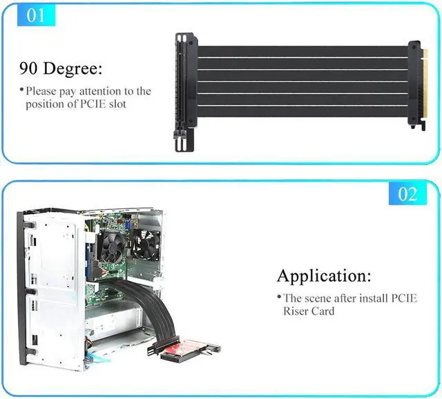 Alt view image 5 of 7 - Hipesen High Speed PCI Express Riser Card PCI-E 3.0 x 16 Riser Card Extender Ribbon Flexible Extension Cable 90 Degree for Computer Graphic Cards (20CM)