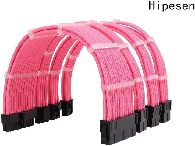Main image of Hipesen Sleeved Cables PSU Extension Kit 18AWG 30cm ATX 24-pin,CPU4+4-pin,PCI-E 6+2-pin,PCI-E 6-pin for ATX Power Supply Cable with White Cable Comb