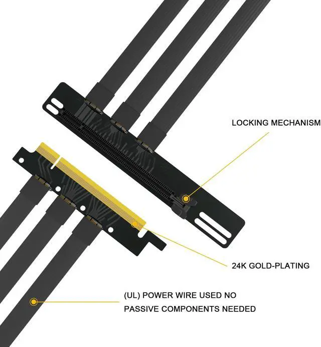 Alt view image 3 of 6 - Hipesen High Speed PCI Express Riser Card Bracket PCI-E 4.0 x 16 Riser Card Extender Ribbon Flexible Extension Cable 90 Degree for Computer Graphic Cards (30CM)