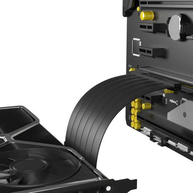 Alt view image 5 of 7 - Hipesen High Speed PCI Express Riser Card Bracket PCI-E 3.0 x 16 Riser Card Extender Ribbon Flexible Extension Cable 90 Degree for Computer Graphic Cards (30CM)