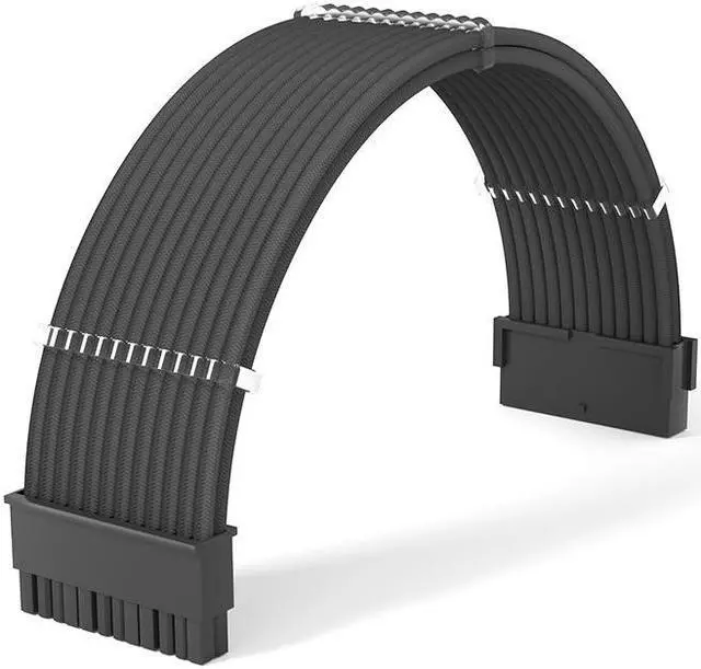 Alt view image 3 of 4 - Hipesen Sleeved Cable PSU Extension Cable Kit with 24-PIN 8-PIN 4+4-PIN Sleeved Braided Cables for ATX Power Supply(Black)